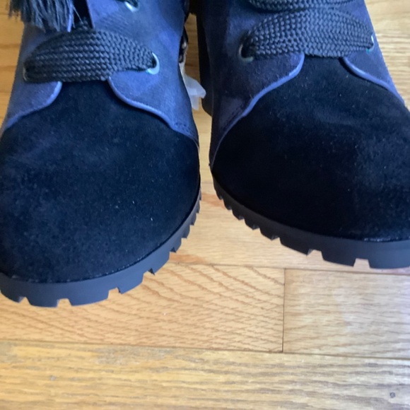 Splendid Celine High Heeled Suede Ankle Boots Black Gray Plaid SZ 9.5 NWOT - Picture 10 of 16